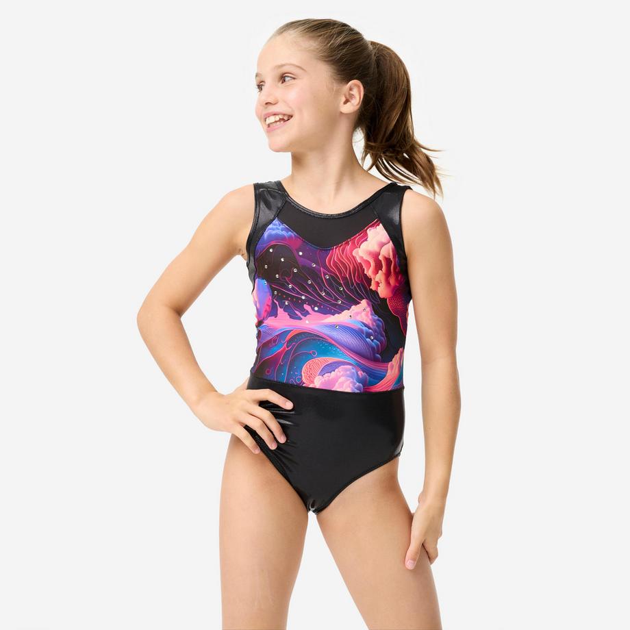 Ärmelloser Gymnastikanzug für Mädchen, multicolor und