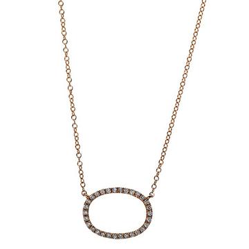 Collier 750/18K Rotgold Oval Diamant 0.13ct. 42 cm