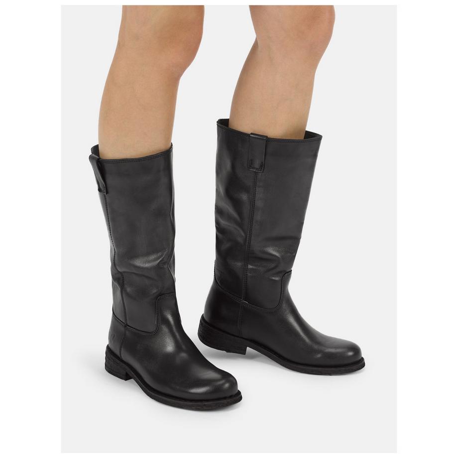 Felmini Wadenhohe Lederstiefel mit gerundeter Spitze  