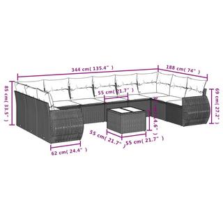 VidaXL Ensemble de canapés de jardin rotin synthétique  