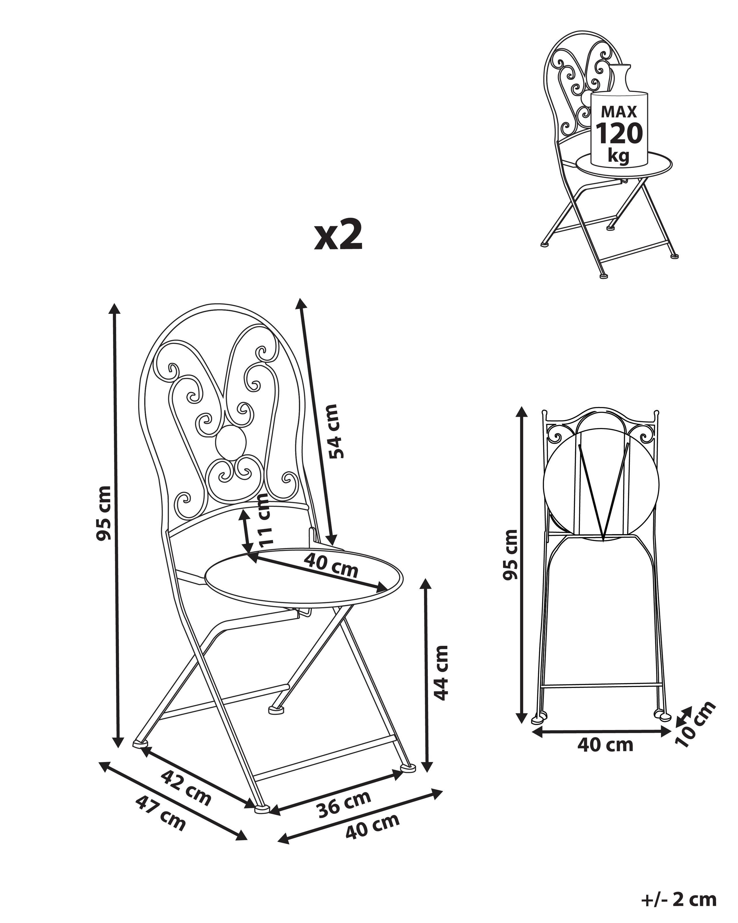 Beliani Set di 2 sedie da giardino en Ferro Retrò COGGIA  