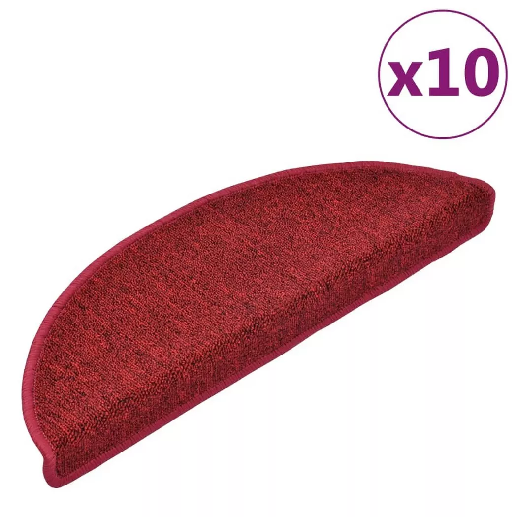 Tapis d escalier 10 pcs 65x24x4 cm Rouge bordeaux