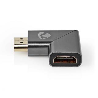 Nedis  HDMI™ Adapter | HDMI™ Male / HDMI™ Connector | HDMI™ Female / HDMI™ Output | Gold Plated | Angled Right | Aluminium | Grey With Metal | 1 pc. | Carton avec fenêtre couverte 
