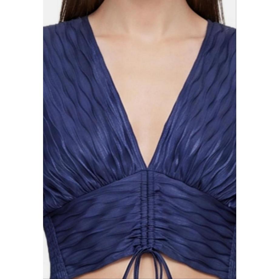 Chiara Ferretti Blouse courte à col en V et plissée  