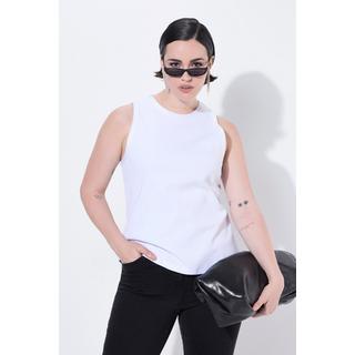 Ulla Popken Ripptop Slim Rundhals ärmellos mit Satinkante  