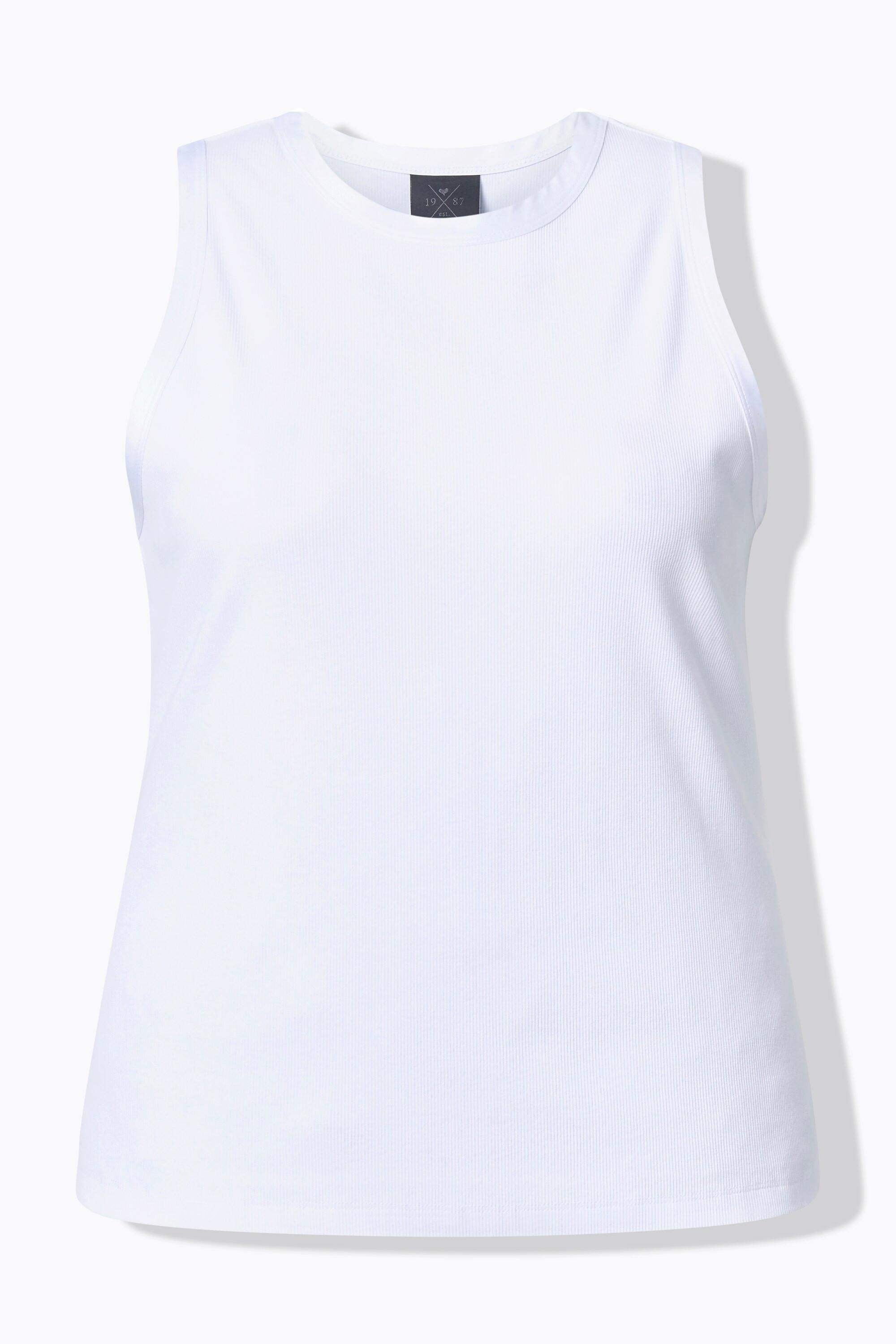 Ulla Popken Ripptop Slim Rundhals ärmellos mit Satinkante  