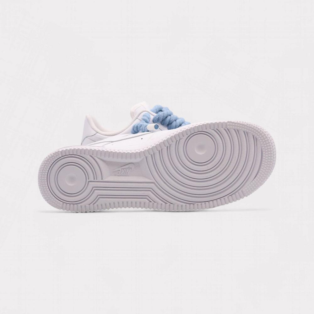 NIKE  Air Force 1 White - Rope Lace Light Blue 