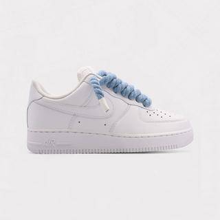 NIKE  Air Force 1 White - Rope Lace Light Blue 