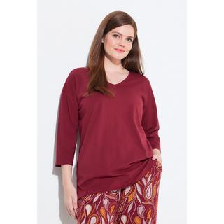 Ulla Popken Maglia pigiama Scollo a V Manica 3/4 Cotone biologico  