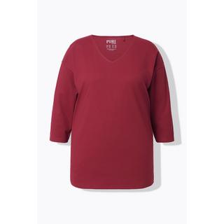 Ulla Popken Maglia pigiama Scollo a V Manica 3/4 Cotone biologico  