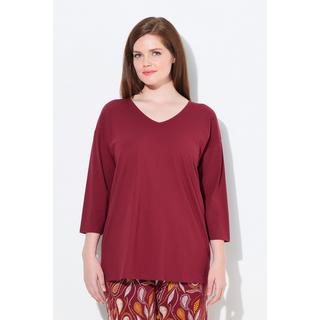 Ulla Popken Maglia pigiama Scollo a V Manica 3/4 Cotone biologico  