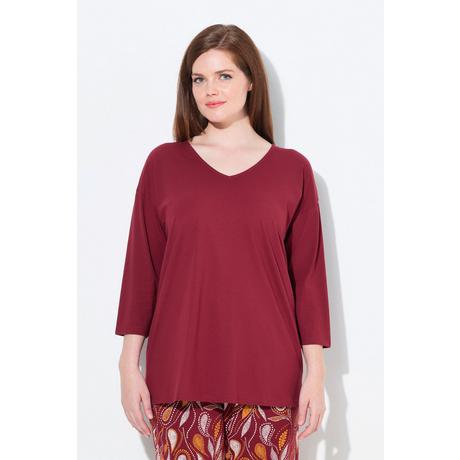 Ulla Popken Maglia pigiama Scollo a V Manica 3/4 Cotone biologico  