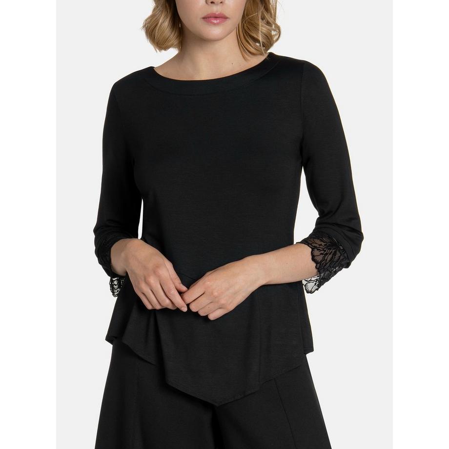 Top a manicotto tre quarti Impressionante nero