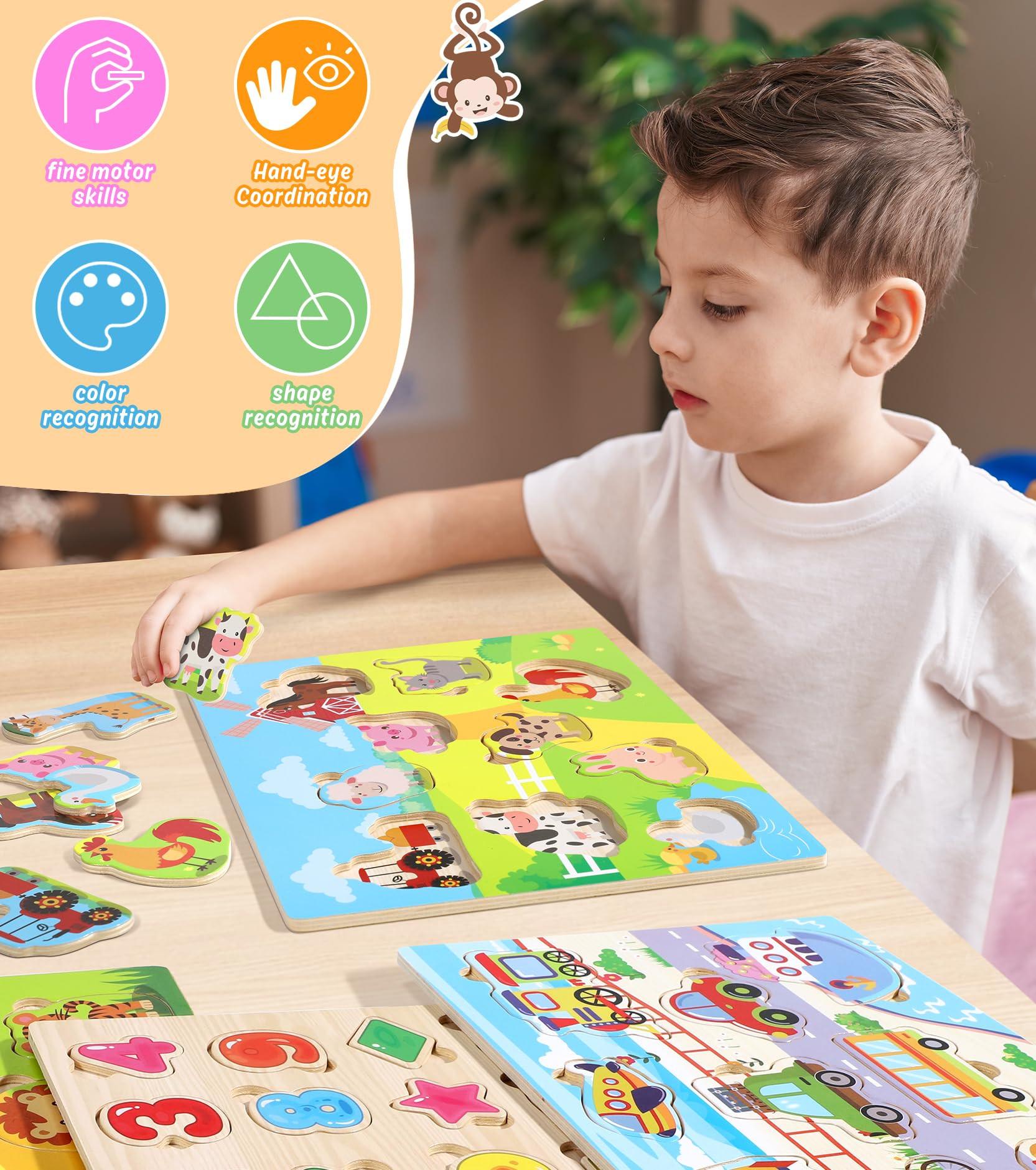 Activity-board  4er-Set Holzpuzzle - Kinderspielzeug - Motorikspielzeug - Puzzlespiel 