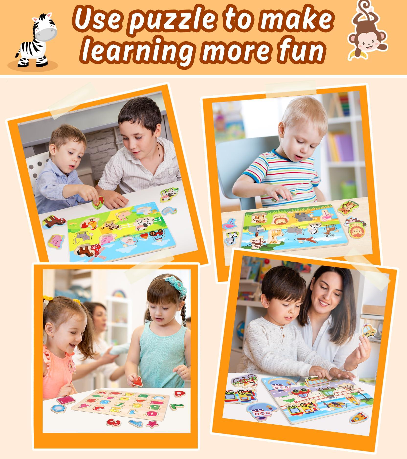 Activity-board  4er-Set Holzpuzzle - Kinderspielzeug - Motorikspielzeug - Puzzlespiel 