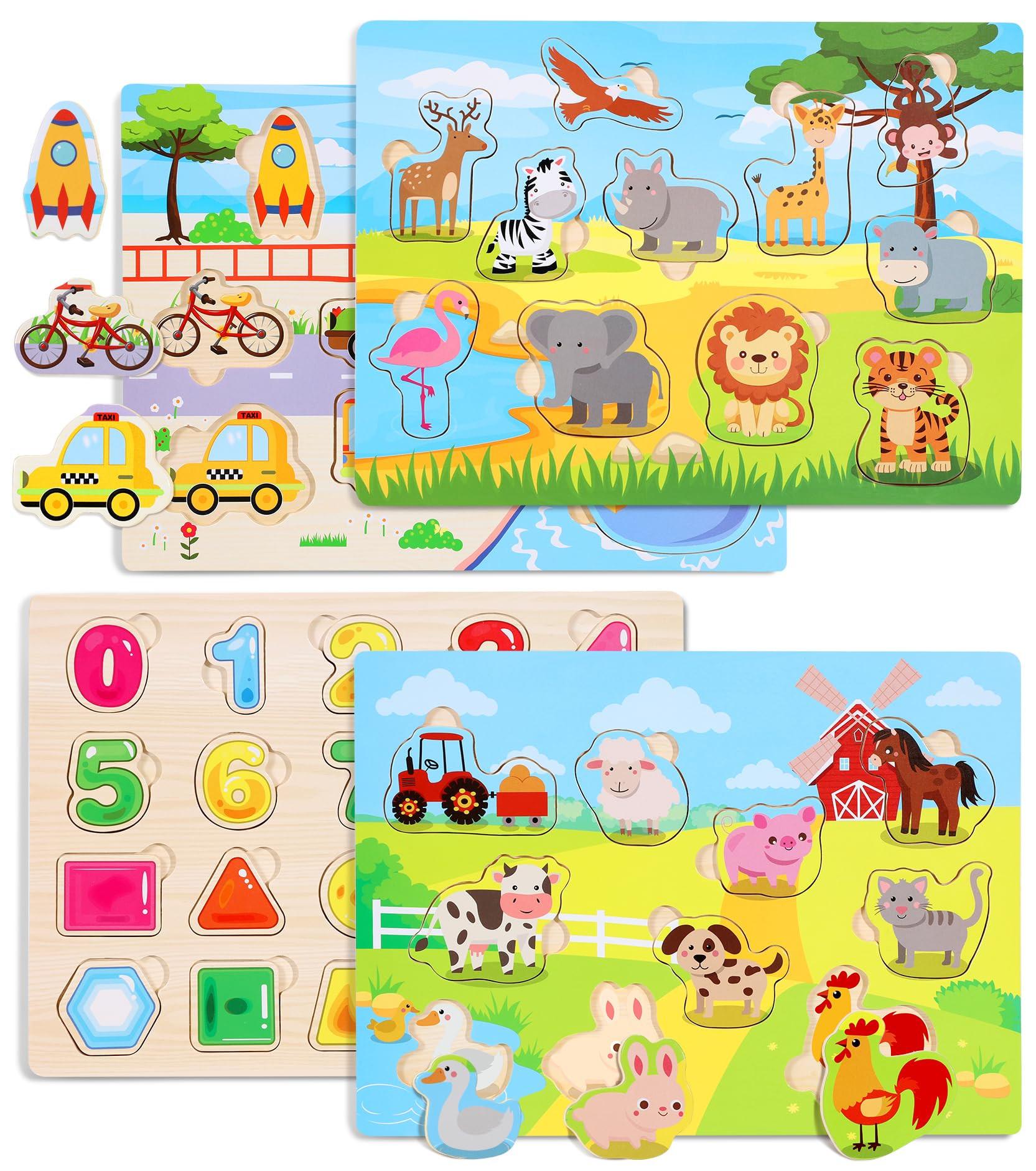 Activity-board  4er-Set Holzpuzzle - Kinderspielzeug - Motorikspielzeug - Puzzlespiel 