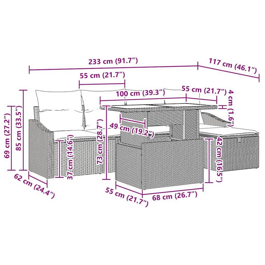 VidaXL Gartensofa-set poly-rattan  