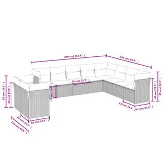 VidaXL Ensemble de canapés de jardin rotin synthétique  