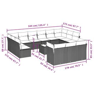 VidaXL Ensemble de canapés de jardin rotin synthétique  