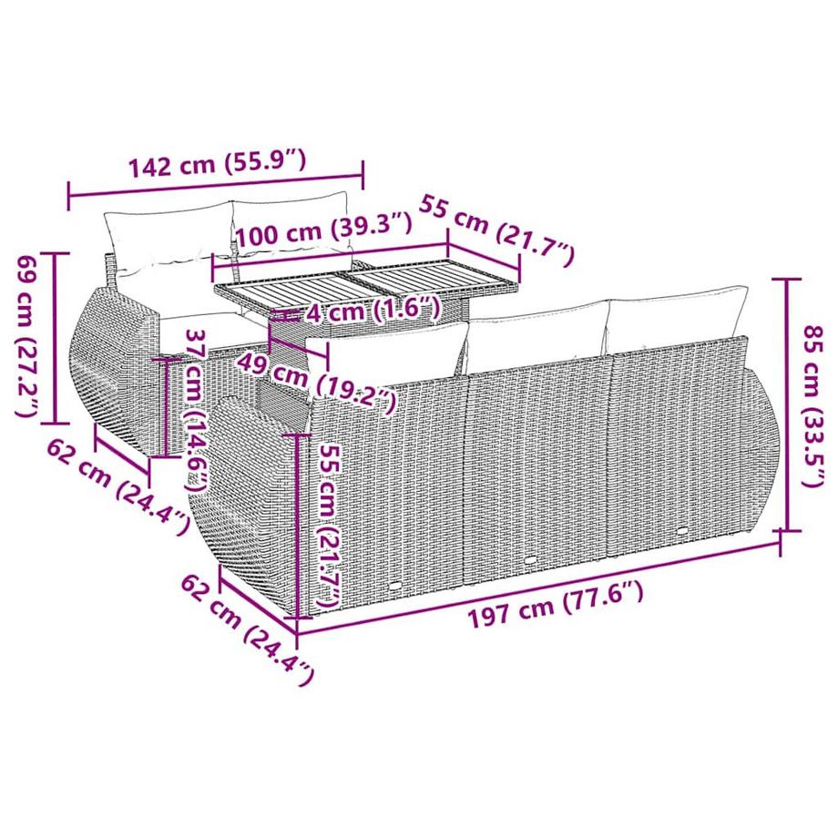 VidaXL Gartensofa set poly-rattan  