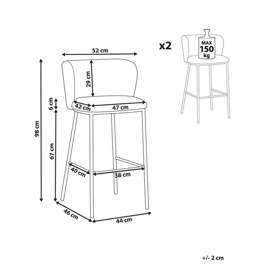 Beliani Set mit 2 Barstühlen aus Stoff  MINA  