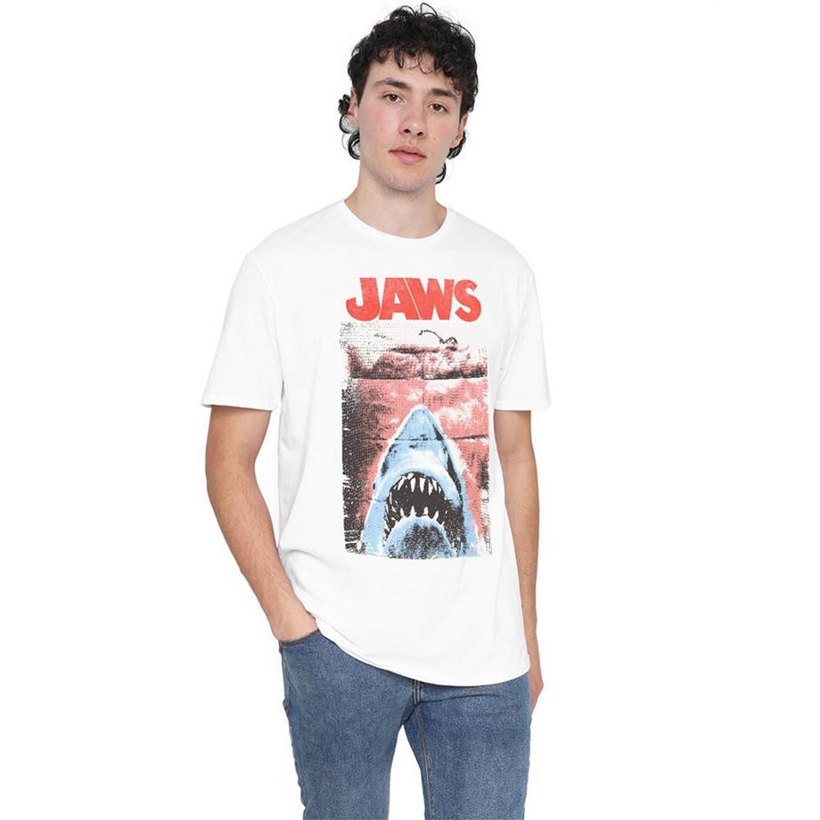 Jaws T-Shirt Punk Coton Filé à l Anneau  