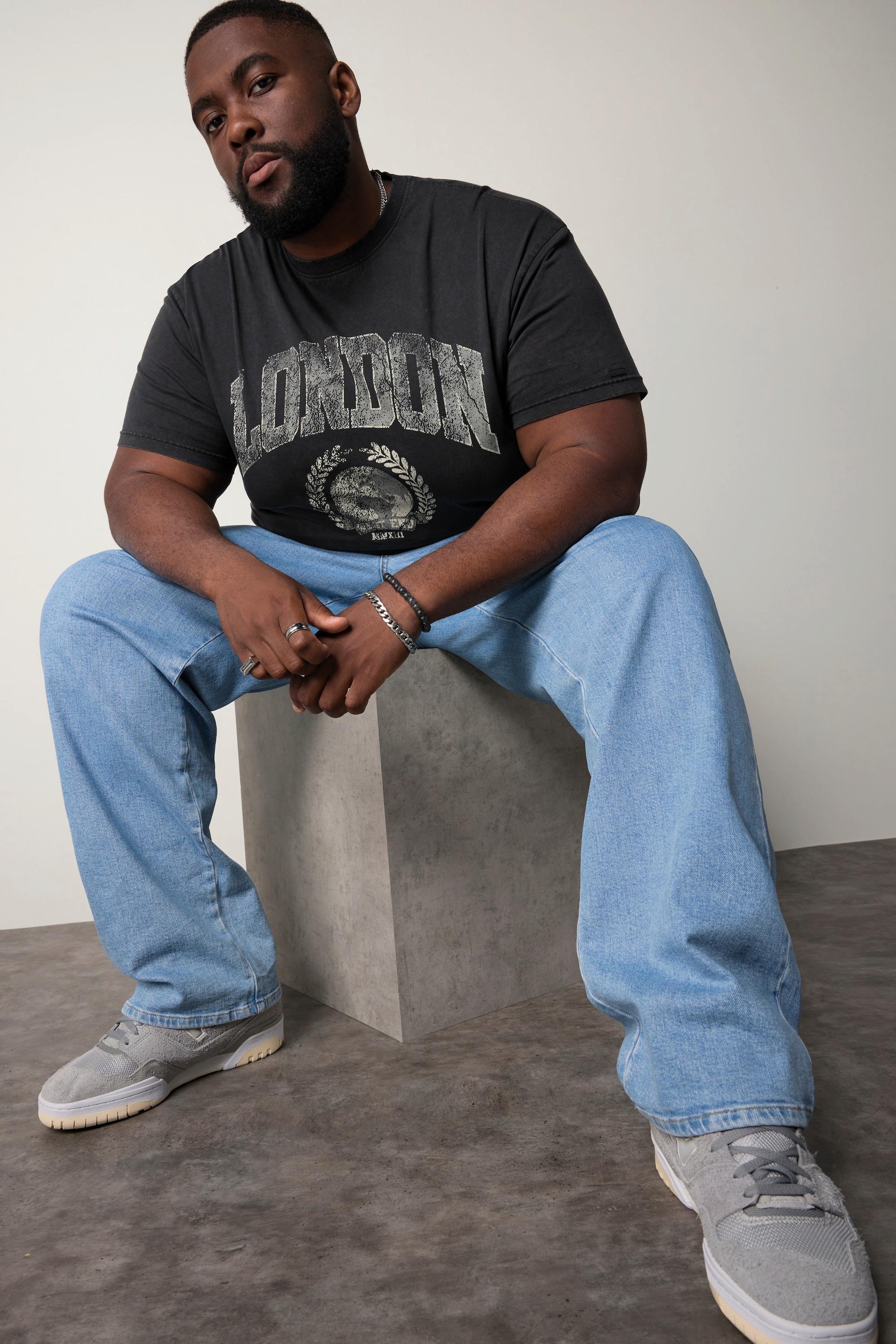 Sthuge London Vintage Look Oversized Halbarm T-Shirt  