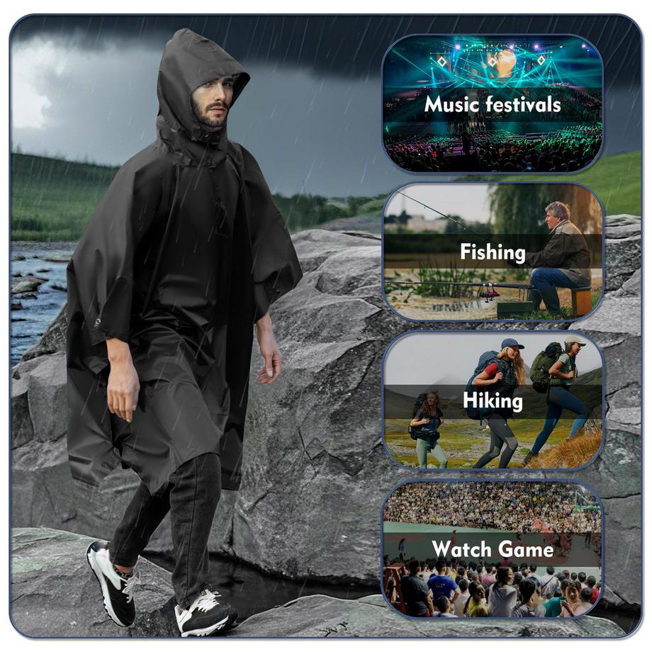 Alopini  Regenponcho Wasserdichtes Regencape mit Kapuze 