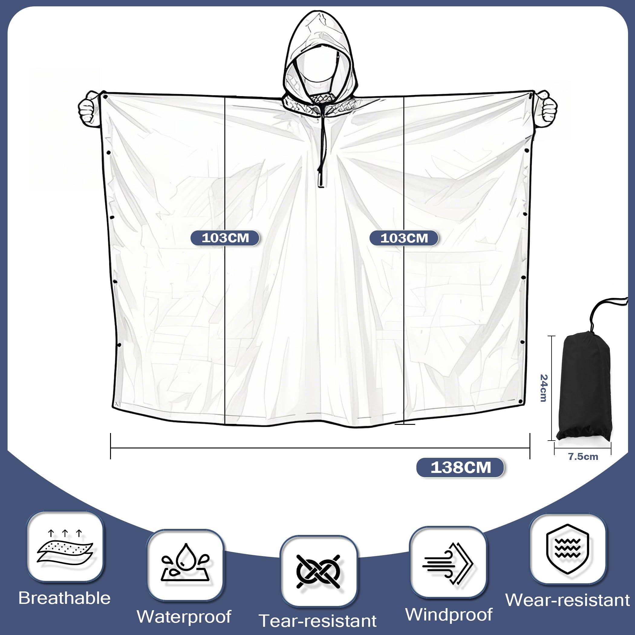 Alopini Wasserdichter Regenponcho mit Kapuze  