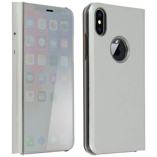 Avizar  Flip Cover Spiegel Apple iPhone X Silber 