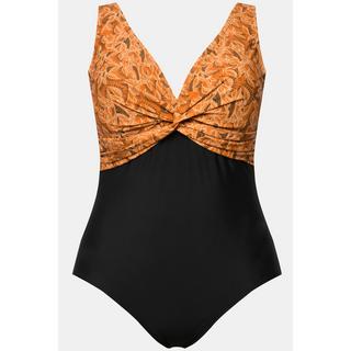 Ulla Popken  Maillot de bain avec bonnets souples, feuilles et nœud fantaisie 