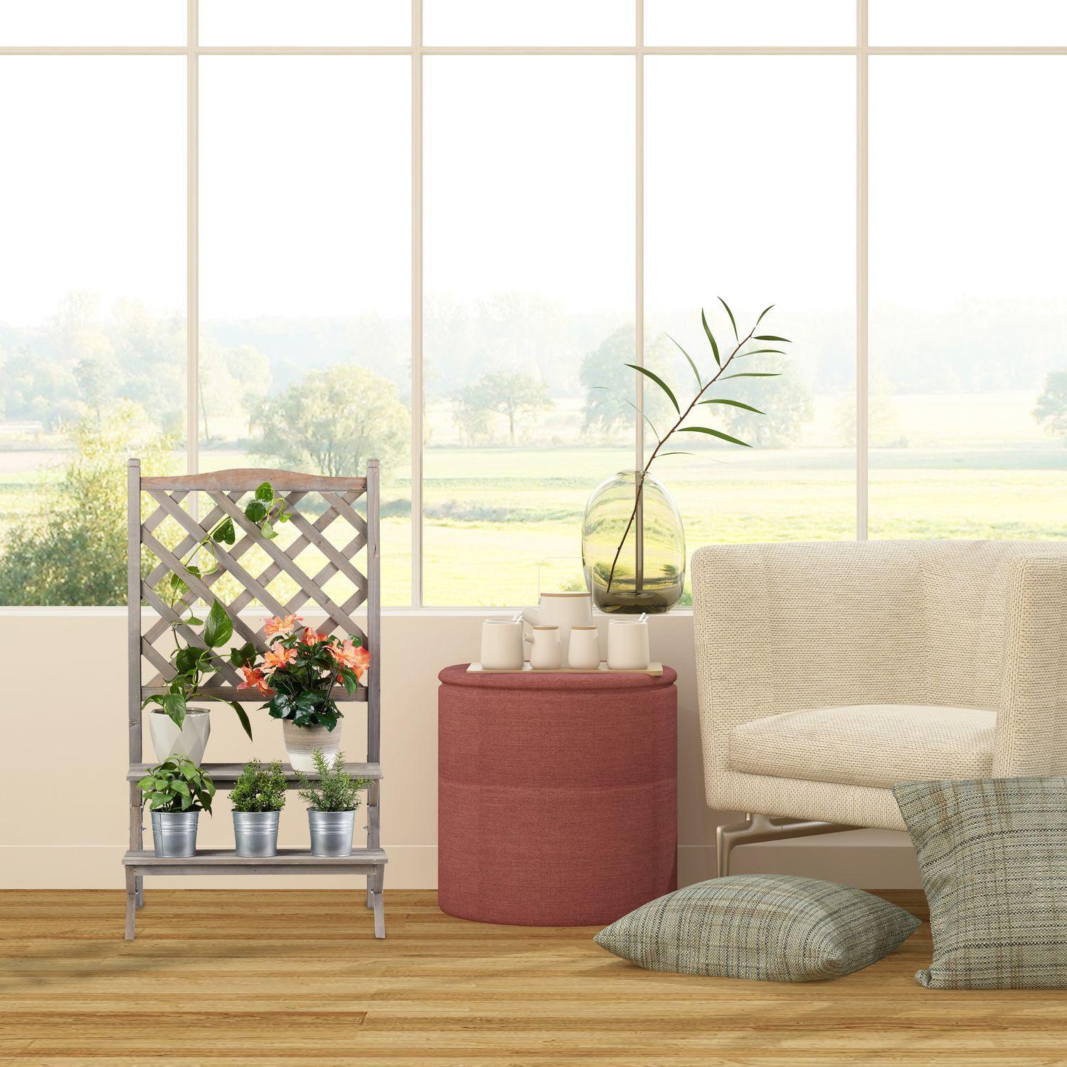 B2X Escalier fleuri avec treillis gris  