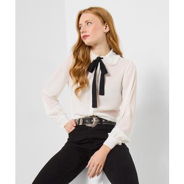 Bluse mit Faltenkragen und Top