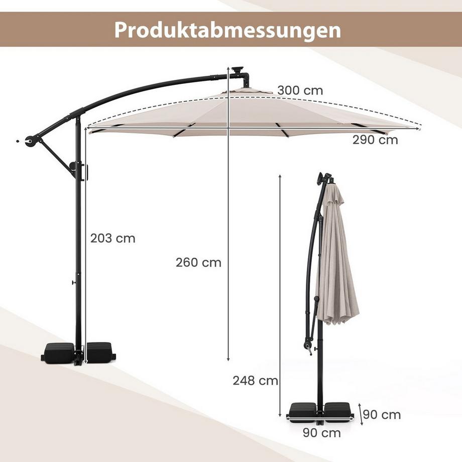 Northix Parasol de terrasse à LED, 9 modes  