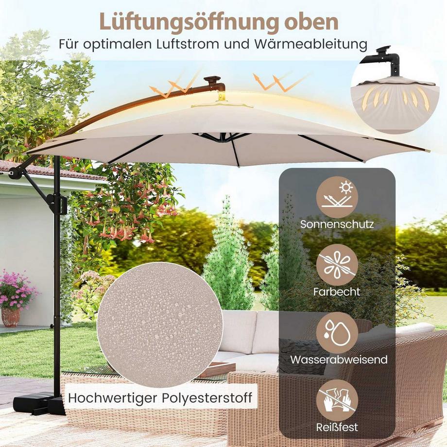 Northix Parasol de terrasse à LED, 9 modes  