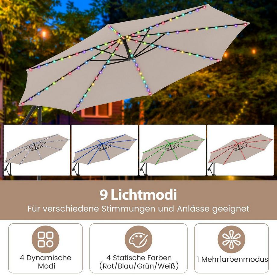 Northix Parasol de terrasse à LED, 9 modes  