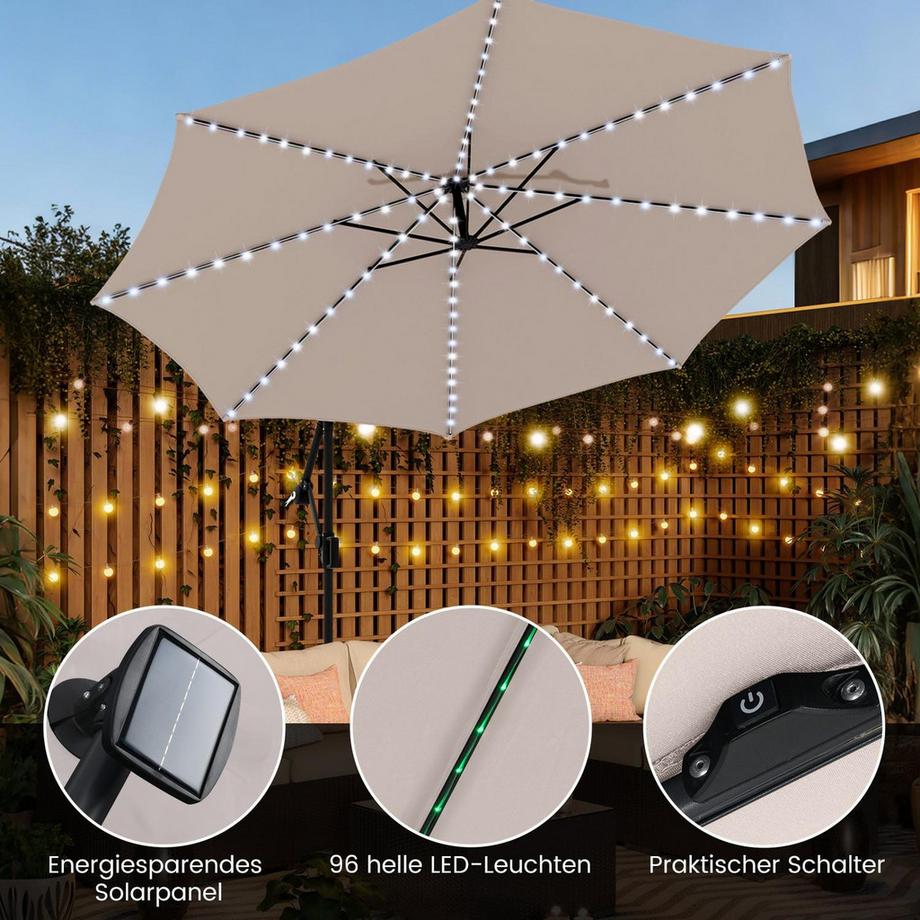 Northix Parasol de terrasse à LED, 9 modes  