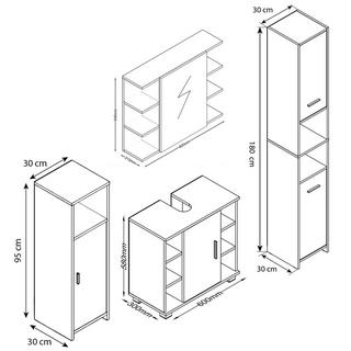 VCM 4 pcs. Meuble de salle de bain complet Zalo ll  