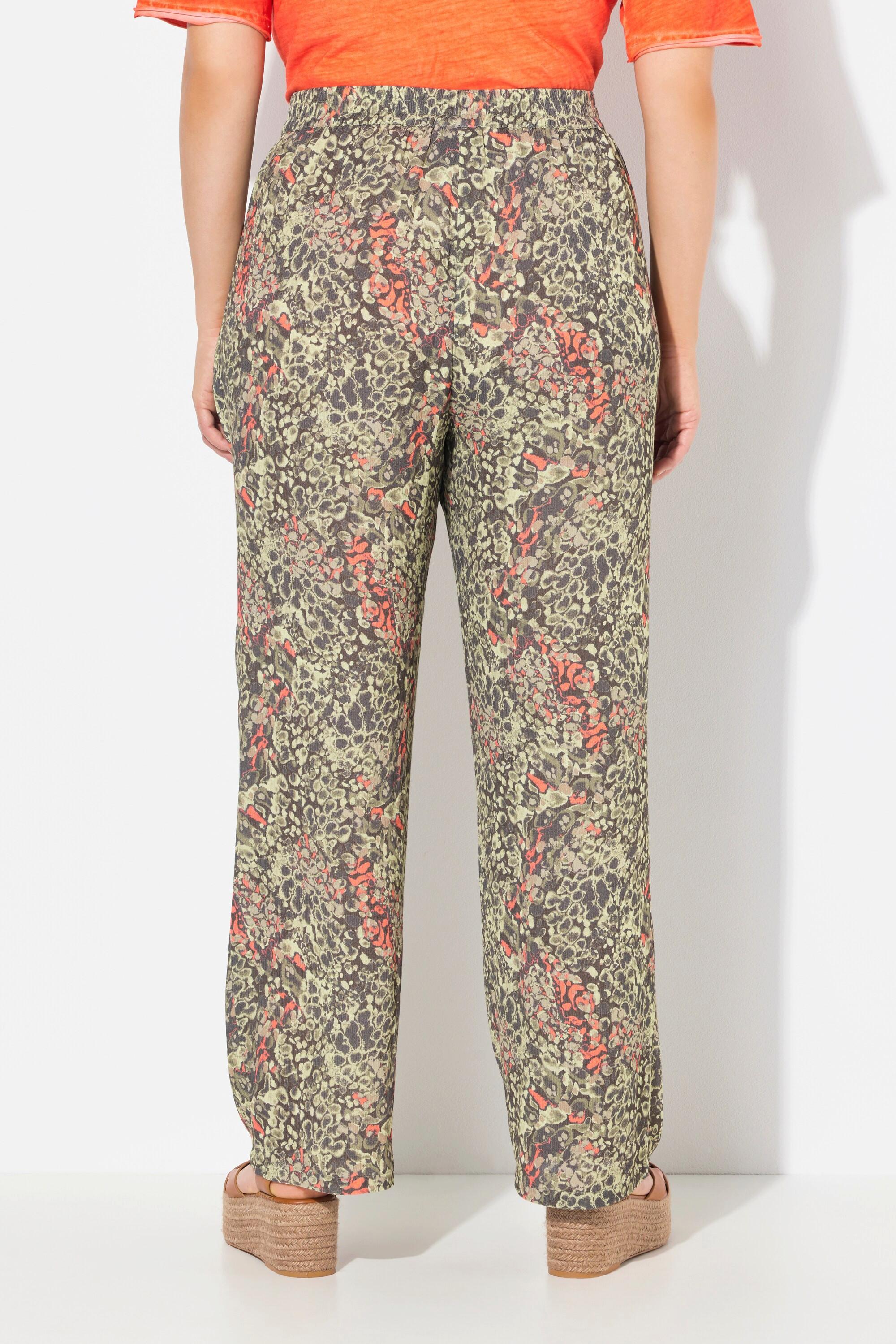 Ulla Popken Rose Kroko Weites Bein Krepp Hose  