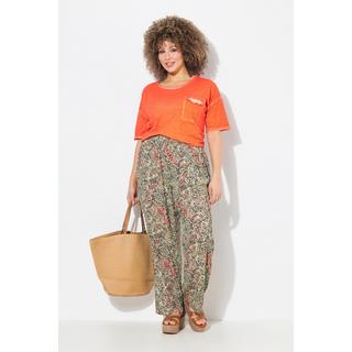 Ulla Popken Rose Kroko Weites Bein Krepp Hose  