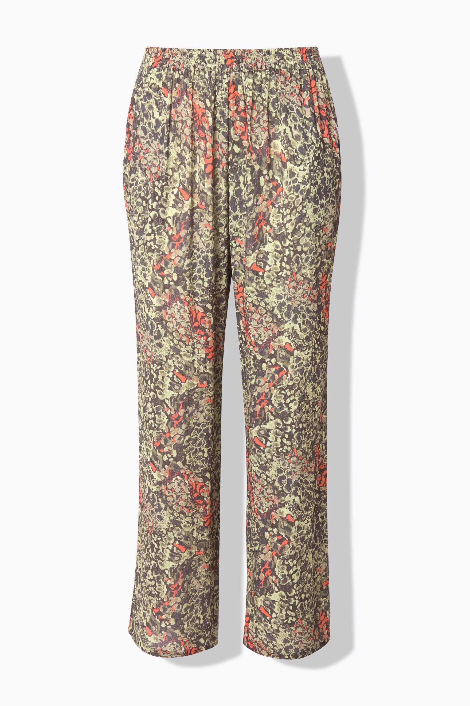 Ulla Popken Rose Kroko Weites Bein Krepp Hose  