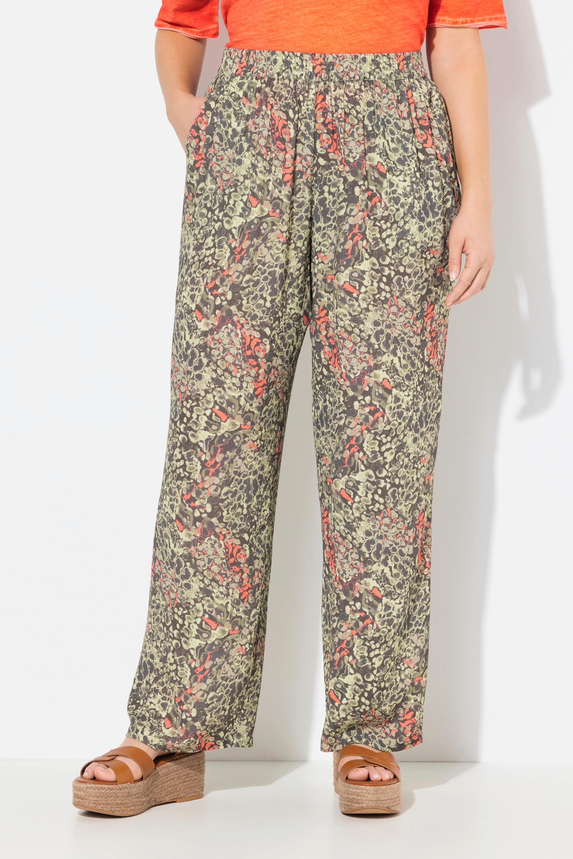 Ulla Popken Rose Kroko Weites Bein Krepp Hose  