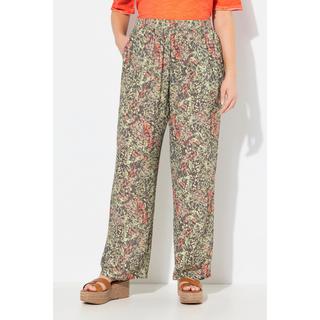 Ulla Popken Rose Kroko Weites Bein Krepp Hose  