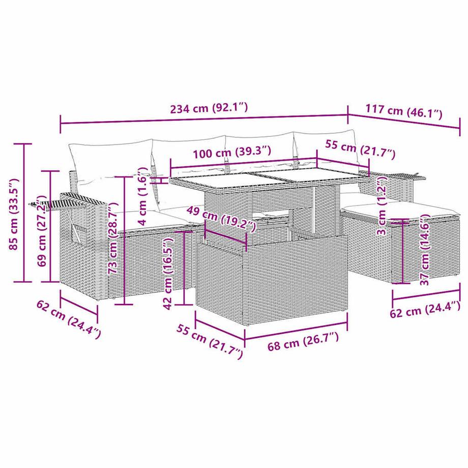 VidaXL Gartensofa set poly-rattan  