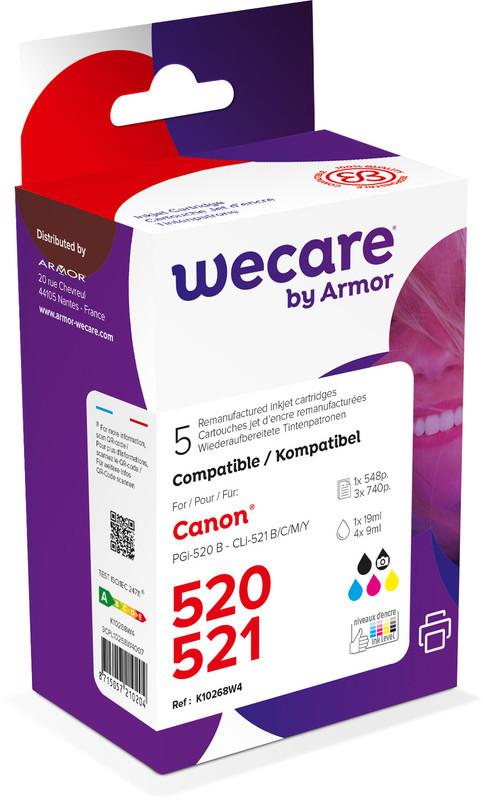 wecare  WECARE Multi rebuilt 520/521 BKCMY CLI-521PACKWE z.Canon PIXMA MP 980 19/4x9ml 