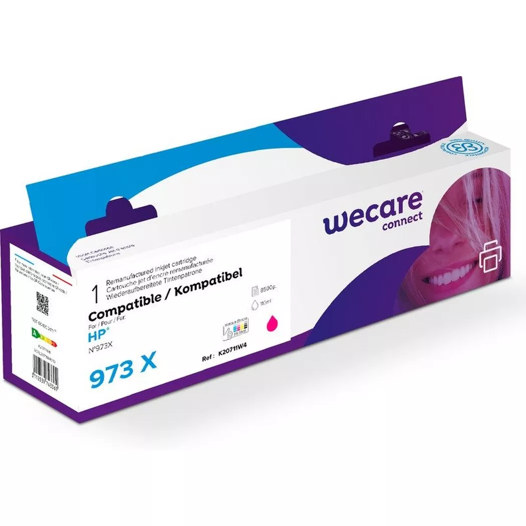 wecare -  Tinte 973X rebuilt magenta F6T82AEWE zu HP PW Pro 452/477 8500 S., One Size