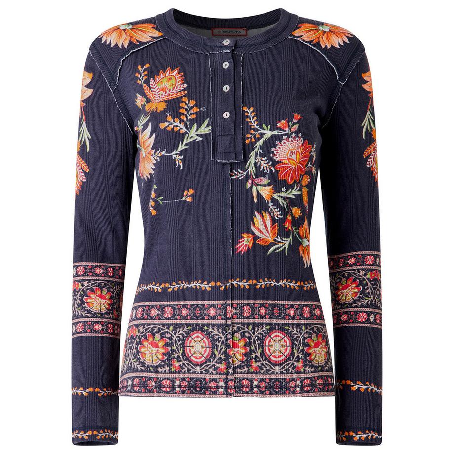 Joe Browns Alice geripptes Henley-Shirt mit Print  