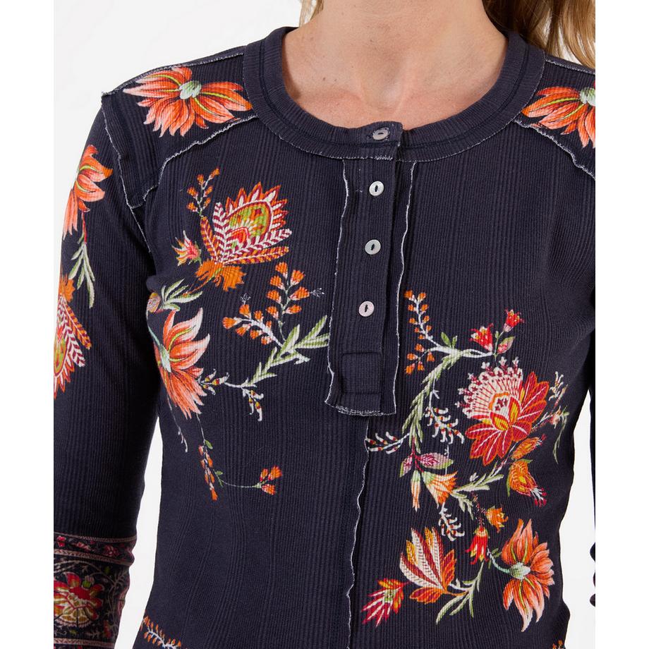 Joe Browns Alice geripptes Henley-Shirt mit Print  