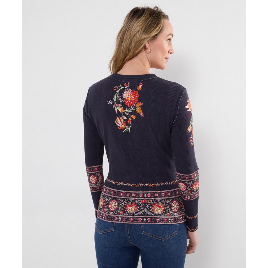 Joe Browns Alice geripptes Henley-Shirt mit Print  