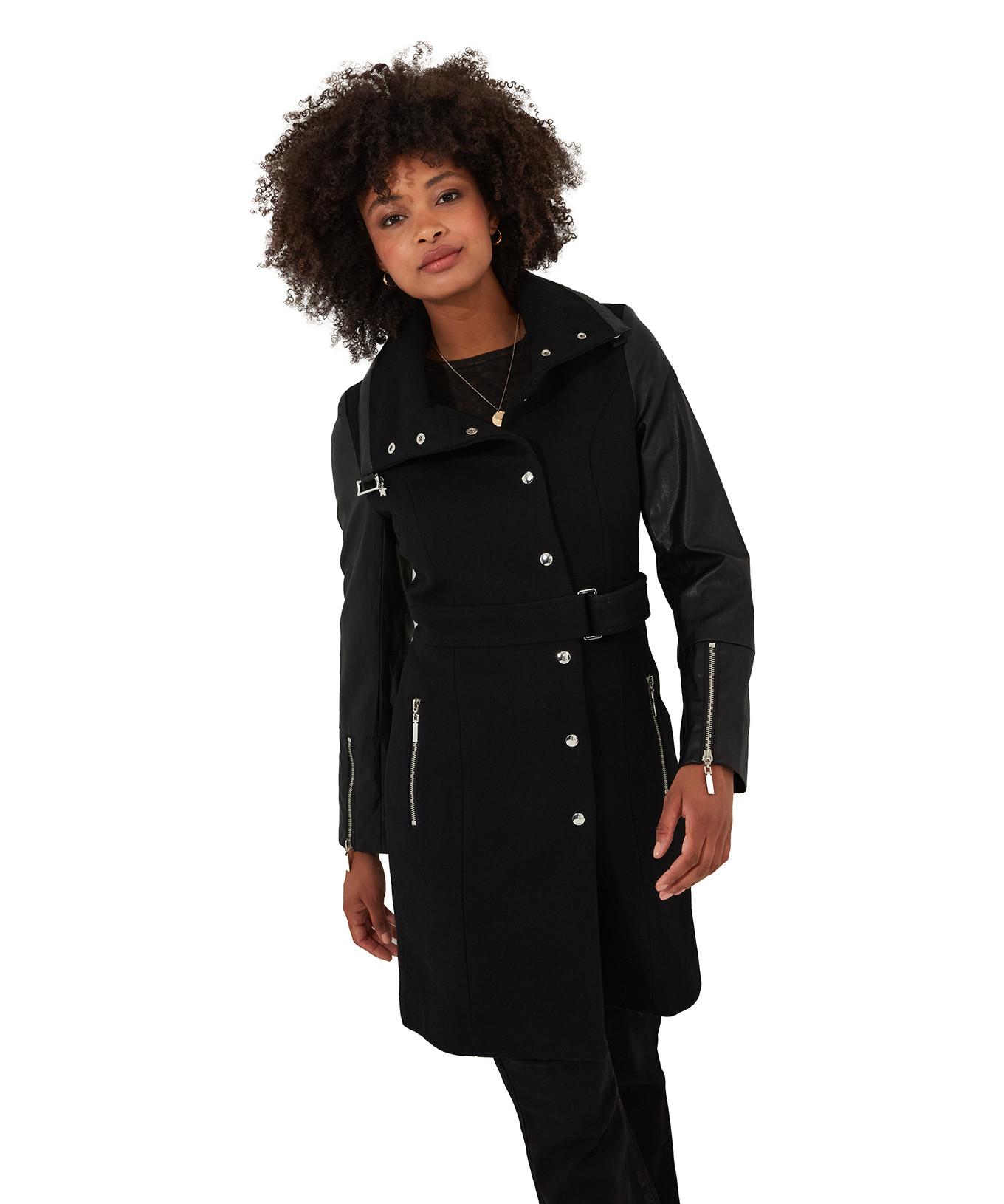 Joe Browns  Manteau Slim Avec Ceinture et Manches PU 